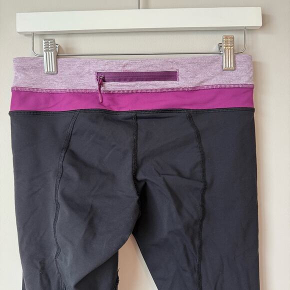 Lululemon | Run Inspire Crop II Black with Purple Stripes - Picture 6 of 8